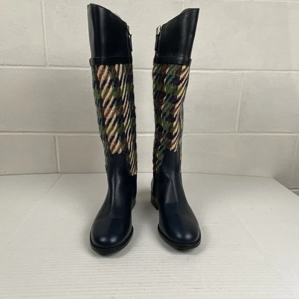 NWOB Tory Burch Miller Riding Boots Multicolor Tweed/Leather Size Women's 7M New